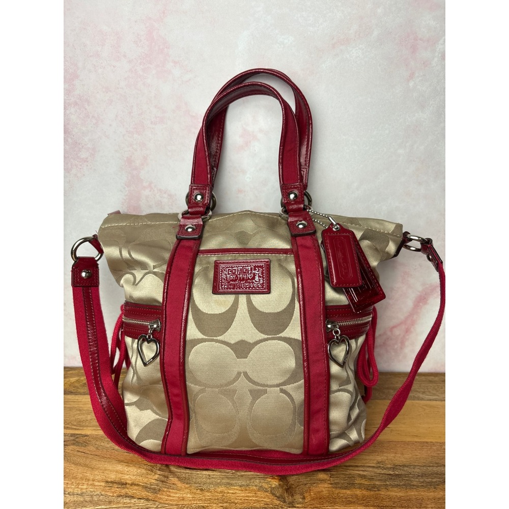 Coach Poppy Daisy Signature C Convertible Satchel Tote Bag